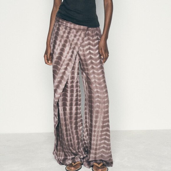 NEW Zara | Tie-Dye Wrap Pants - Picture 3 of 14